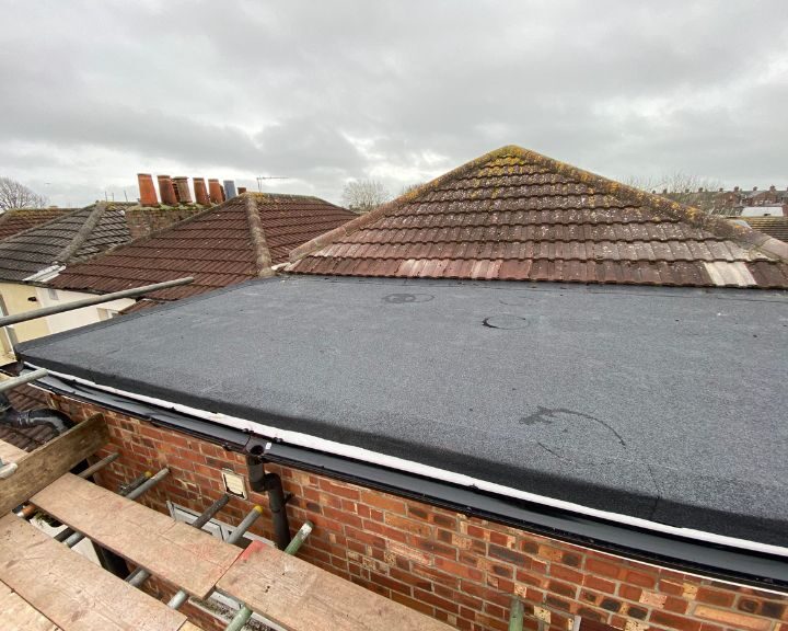 A felt flat roof installed on a garage in Gosport.