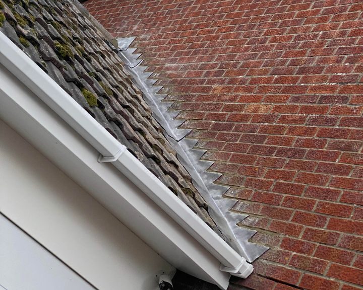 New lead flashing installed on a garage roof in Gosport.