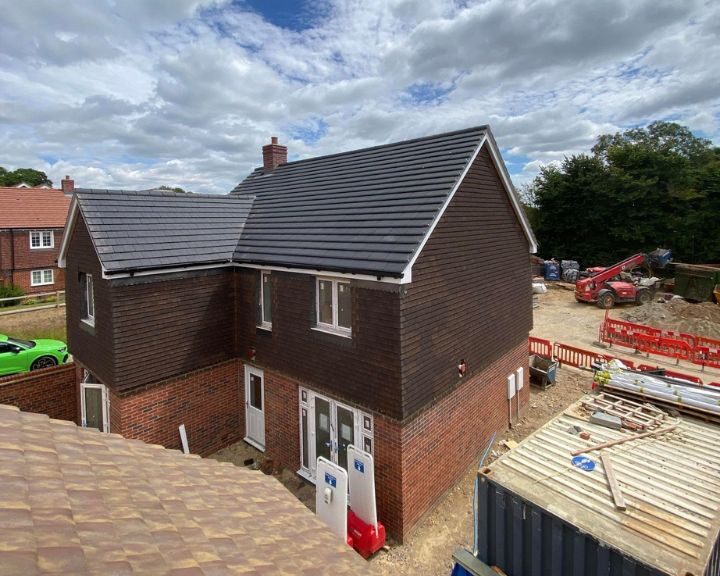 A new pitched roof installed on a new build house in Gosport.